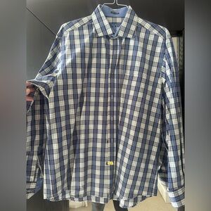 Bugatchi Blue, Black  and White Checkered Men's Shirt